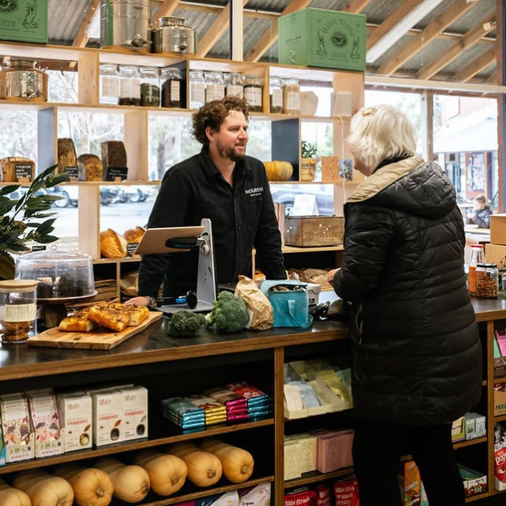 Fresh organic produce and wholefood deli counter at Nourish Balnarring
